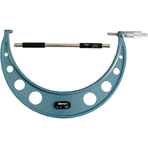 10″-11″ Measuring Range-0.001″ Graduation - Ratchet Thimble - Carbide Face - Outside Micrometer - Exact Tooling