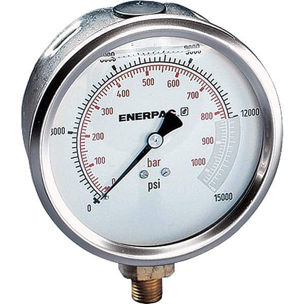 Enerpac - Hydraulic Pressure Gages & Adapters Type: Glycerine Filled Pressure Rating: 15000 - Exact Tooling