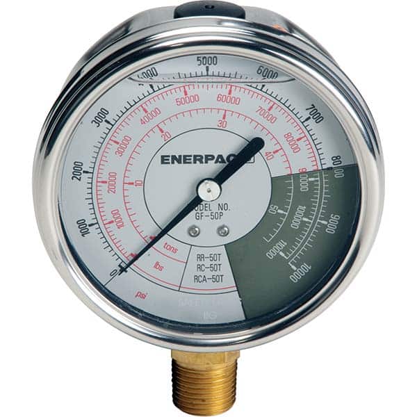 Enerpac - Hydraulic Pressure Gages & Adapters Type: Glycerine Filled Pressure Rating: 10000 - Exact Tooling