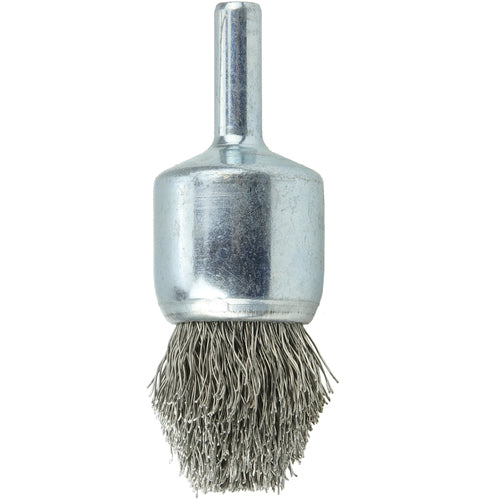 3/4″ Controlled Flare Crimped Wire End Brush, .0104″ Stainless Steel Fill - Exact Tooling