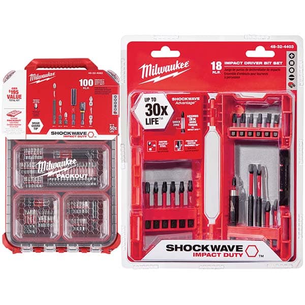 Milwaukee Tool - Power & Impact Screwdriver Bit Sets Point Type: Phillips; Slotted; Square; Torx Tool Type: Driver Bit - Exact Tooling