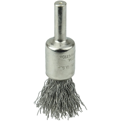 1/2″ Nickel-Plated Cup End Brush, .020″ Stainless Steel Crimped Wire Fill - Exact Tooling