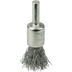 1/2″ Nickel-Plated Cup End Brush, .020″ Stainless Steel Crimped Wire Fill - Exact Tooling