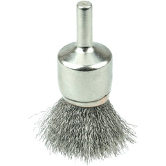 3/4″ Nickel-Plated Cup End Brush, .0104″ Stainless Steel Crimped Wire Fill - Exact Tooling