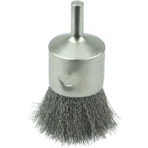 1″ Nickel-Plated Cup End Brush, .0104″ Stainless Steel Crimped Wire Fill - Exact Tooling