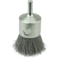1″ Nickel-Plated Cup End Brush, .0104″ Stainless Steel Crimped Wire Fill - Exact Tooling