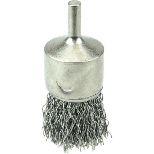 1″ Nickel-Plated Cup End Brush, .020″ Stainless Steel Crimped Wire Fill - Exact Tooling
