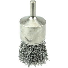 1″ Nickel-Plated Cup End Brush, .020″ Stainless Steel Crimped Wire Fill - Exact Tooling
