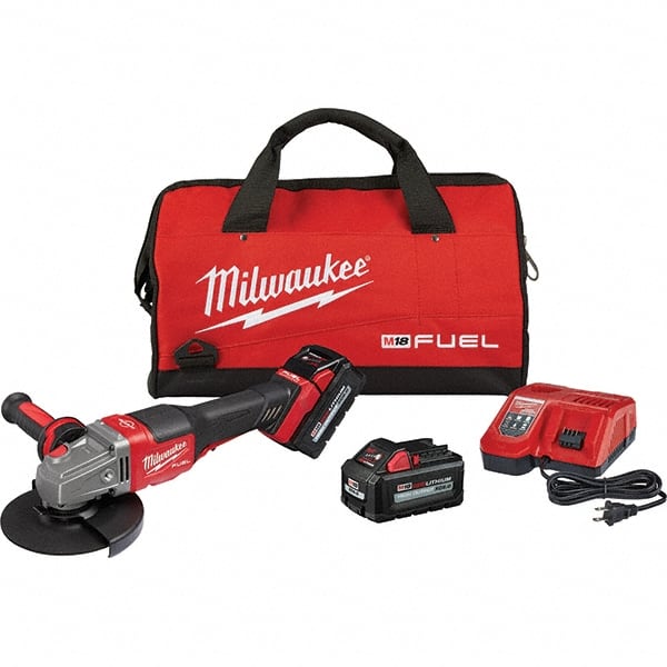 Milwaukee Tool - 4-1/2 - 6" Wheel Diam, 9,000 RPM, Cordless Angle & Disc Grinder - 5/8-11 Spindle, 18 Volts, 6 Amps, Side Exhaust - Exact Tooling