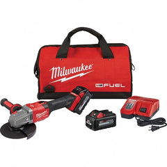 Milwaukee Tool - 4-1/2 - 6" Wheel Diam, 9,000 RPM, Cordless Angle & Disc Grinder - 5/8-11 Spindle, 18 Volts, 6 Amps, Side Exhaust - Exact Tooling