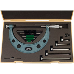 0-6″ Measuring Range-0.001″ Graduation - Ratchet Thimble - Carbide Face - Interchangeable Anvil Micrometer - Exact Tooling