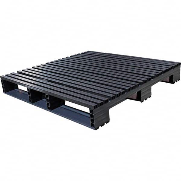 Custom Built Plastic Pallets - 45" Long x 45" & Wide x 6-1/2" High Plastic Pallet - 1,500 Lb Static Capacity, 500 Lb Dynamic Capacity, Black - Exact Tooling