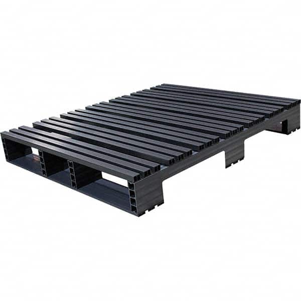 Custom Built Plastic Pallets - 48" Long x 40" & Wide x 6-1/2" High Plastic Pallet - 1,500 Lb Static Capacity, 500 Lb Dynamic Capacity, Black - Exact Tooling