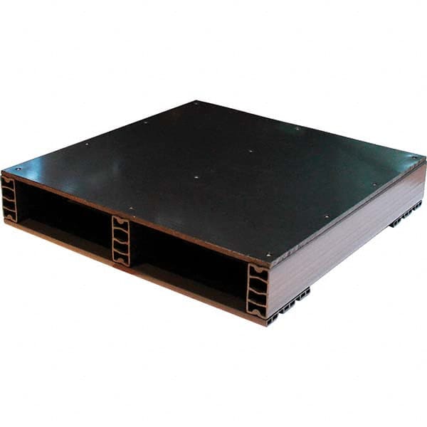 Custom Built Plastic Pallets - 24" Long x 24" & Wide x 4.4" High Plastic Pallet - 1,500 Lb Static Capacity, 500 Lb Dynamic Capacity, Black - Exact Tooling