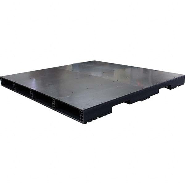 Custom Built Plastic Pallets - 60" Long x 60" & Wide x 4.4" High Plastic Pallet - 1,500 Lb Static Capacity, 500 Lb Dynamic Capacity, Black - Exact Tooling