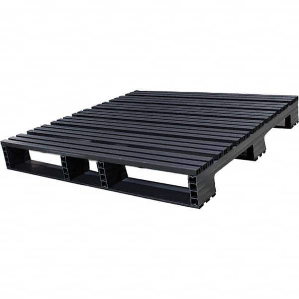 Custom Built Plastic Pallets - 48" Long x 48" & Wide x 6-1/2" High Plastic Pallet - 1,500 Lb Static Capacity, 500 Lb Dynamic Capacity, Black - Exact Tooling