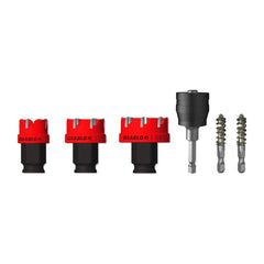 Freud - Hole Saw Kits; Minimum Saw Diameter (Inch): 7/8 ; Minimum Saw Diameter (mm): 1 ; Maximum Saw Diameter (Inch): 1-3/8 ; Number of Hole Saws: 3 ; Saw Material: Carbide-Tipped ; Cutting Edge Style: Toothed Edge - Exact Tooling