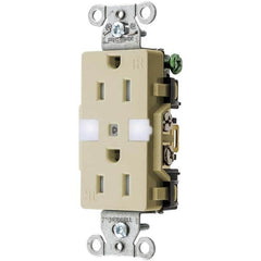 Hubbell Wiring Device-Kellems - 125V 15A NEMA 5-15R Commercial Grade Ivory Straight Blade Duplex Receptacle - Exact Tooling