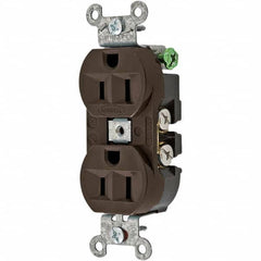 Hubbell Wiring Device-Kellems - 125V 15A NEMA 5-15R Industrial Grade Brown Straight Blade Duplex Receptacle - Exact Tooling
