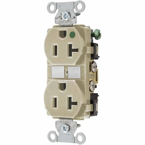 Hubbell Wiring Device-Kellems - 125V 20A NEMA 5-20R Hospital Grade Ivory Straight Blade Duplex Receptacle - Exact Tooling