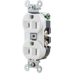 Hubbell Wiring Device-Kellems - 125V 15A NEMA 5-15R Industrial Grade White Straight Blade Duplex Receptacle - Exact Tooling