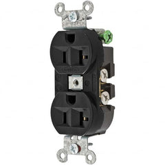 Hubbell Wiring Device-Kellems - 125V 20A NEMA 5-20R Industrial Grade Black Straight Blade Duplex Receptacle - Exact Tooling