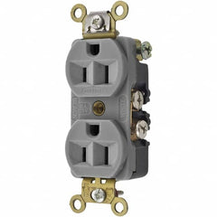 Hubbell Wiring Device-Kellems - 125V 15A NEMA 5-15R Industrial Grade Gray Straight Blade Duplex Receptacle - Exact Tooling
