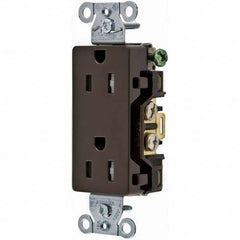 Hubbell Wiring Device-Kellems - 125V 15A NEMA 5-15R Commercial Grade Brown Straight Blade Duplex Receptacle - Exact Tooling