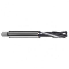 M10x1.0 4HX 3-Flute Cobalt Semi-Bottoming 15 degree Spiral Flute Tap-TiCN - Exact Tooling