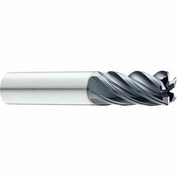 SGS - 3/4" Diam, Variable Pitch, 7/8" LOC, 5 Flute Solid Carbide Roughing Corner Radius End Mill - Exact Tooling