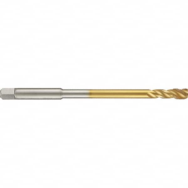 Guhring - 1/4-20 UNC 3 Flute 2B Modified Bottoming Spiral Flute Tap - High Speed Steel, TiN Finish, 6" OAL, Right Hand Flute, Right Hand Thread, H4/H5, Series 4287 - Exact Tooling