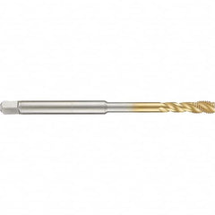 Guhring - 6-40 UNF 3 Flute 2B Modified Bottoming Spiral Flute Tap - High Speed Steel, TiN Finish, 4" OAL, Right Hand Flute, Right Hand Thread, H2/H3, Series 4284 - Exact Tooling
