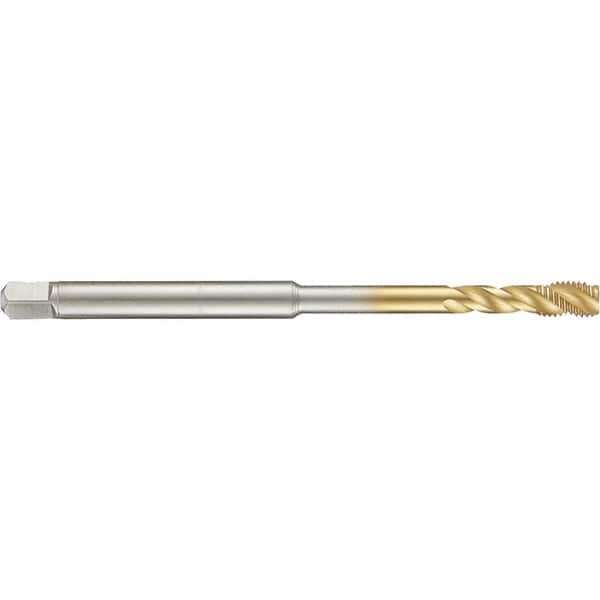 Guhring - 8-36 UNF 3 Flute 2B Modified Bottoming Spiral Flute Tap - High Speed Steel, TiN Finish, 4" OAL, Right Hand Flute, Right Hand Thread, H2/H3, Series 4284 - Exact Tooling