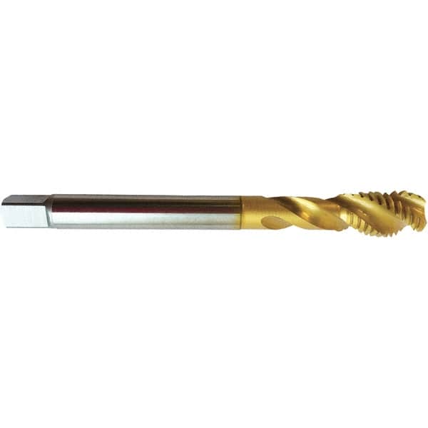Guhring - 8-32 UNC 3 Flute 2BX Modified Bottoming Spiral Flute Tap - High Speed Steel, TiN Finish, 2.4803" OAL, Right Hand Flute, Right Hand Thread, H4/H5, Series 4392 - Exact Tooling