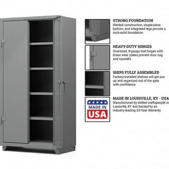 Strong Hold - 4 Shelf Locking Storage Cabinet - Steel, 36" Wide x 24" Deep x 75" High, Medium Gray - Exact Tooling