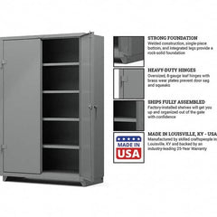 Strong Hold - 4 Shelf Locking Storage Cabinet - Steel, 48" Wide x 24" Deep x 75" High, Medium Gray - Exact Tooling