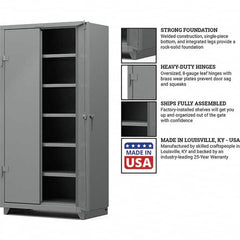 Strong Hold - 5 Shelf Locking Storage Cabinet - Steel, 36" Wide x 24" Deep x 75" High, Medium Gray - Exact Tooling