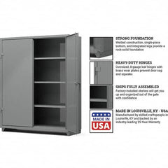 Strong Hold - 3 Shelf Locking Storage Cabinet - Steel, 60" Wide x 24" Deep x 75" High, Medium Gray - Exact Tooling