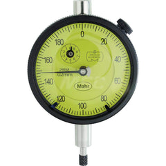 Mahr - Dial Drop Indicators; Maximum Measurement (Inch): 0.01 ; Maximum Measurement (mm): 0.25 ; Dial Graduation (mm): 0.0010 ; Dial Graduation (Decimal Inch): 3.900000 ; Dial Reading: 0-5-0 ; Dial Diameter (mm): 57.00 - Exact Tooling