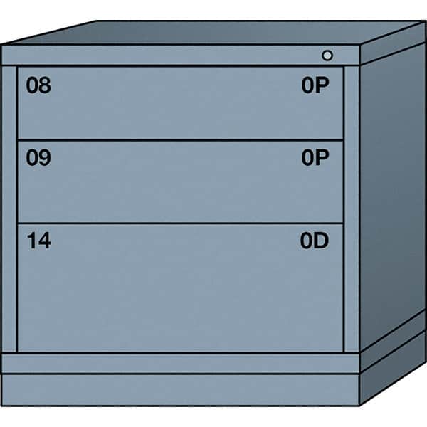 Lyon - 3 Drawer, Standard Table Height - Multiple Drawer Access Cabinet - Steel, 30" Wide x 28-1/4" Deep x 30-1/8" High, Dove Gray - Exact Tooling