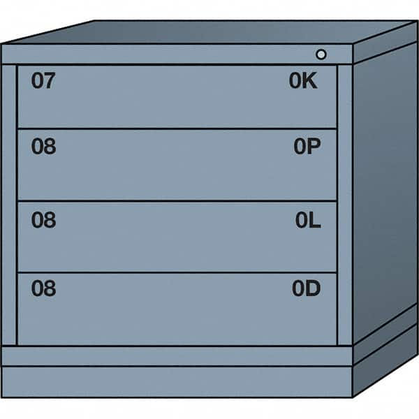 Lyon - 4 Drawer, Standard Table Height - Multiple Drawer Access Cabinet - Steel, 30" Wide x 28-1/4" Deep x 30-1/8" High, Dove Gray - Exact Tooling