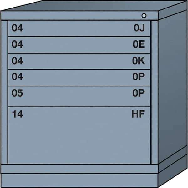 Lyon - 6 Drawer, Standard Bench Height - Single Drawer Access Cabinet - Steel, 30" Wide x 28-1/4" Deep x 33-1/4" High, Dove Gray - Exact Tooling