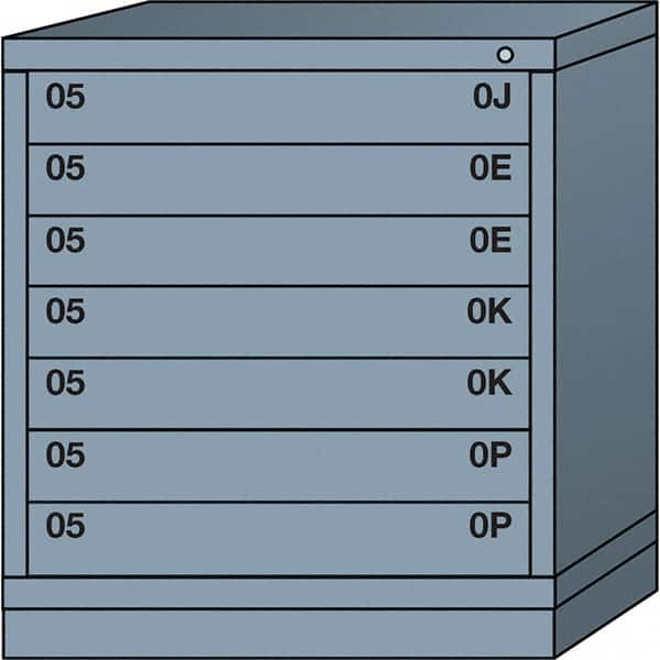 Lyon - 7 Drawer, Standard Bench Height - Single Drawer Access Cabinet - Steel, 30" Wide x 28-1/4" Deep x 33-1/4" High, Dove Gray - Exact Tooling