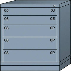 Lyon - 5 Drawer, Standard Bench Height - Single Drawer Access Cabinet - Steel, 30" Wide x 28-1/4" Deep x 33-1/4" High, Dove Gray - Exact Tooling