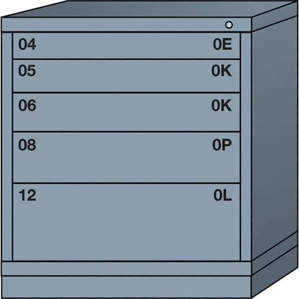 Lyon - 5 Drawer, Standard Bench Height - Multiple Drawer Access Cabinet - Steel, 30" Wide x 28-1/4" Deep x 33-1/4" High, Dove Gray - Exact Tooling