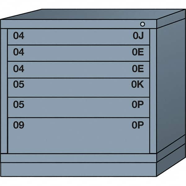 Lyon - 6 Drawer, Standard Table Height - Multiple Drawer Access Cabinet - Steel, 30" Wide x 28-1/4" Deep x 30-1/8" High, Dove Gray - Exact Tooling