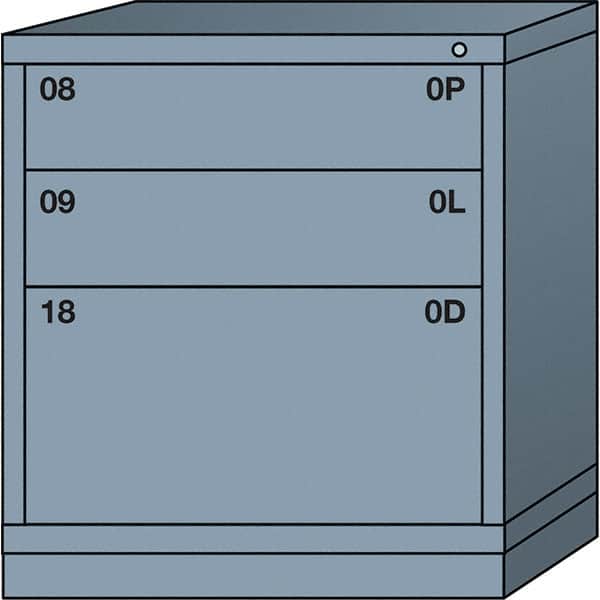Lyon - 3 Drawer, Standard Bench Height - Multiple Drawer Access Cabinet - Steel, 30" Wide x 28-1/4" Deep x 33-1/4" High, Dove Gray - Exact Tooling