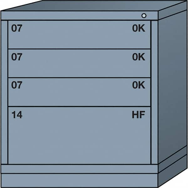 Lyon - 4 Drawer, Standard Bench Height - Single Drawer Access Cabinet - Steel, 30" Wide x 28-1/4" Deep x 33-1/4" High, Dove Gray - Exact Tooling
