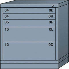 Lyon - 5 Drawer, Standard Bench Height - Multiple Drawer Access Cabinet - Steel, 30" Wide x 28-1/4" Deep x 33-1/4" High, Dove Gray - Exact Tooling