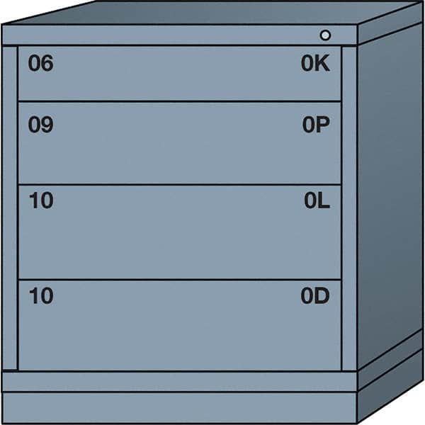 Lyon - 4 Drawer, Standard Bench Height - Single Drawer Access Cabinet - Steel, 30" Wide x 28-1/4" Deep x 33-1/4" High, Dove Gray - Exact Tooling
